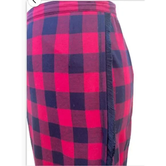 Bechamel Buffalo Plaid Skirt Pull-On Fringe Detail Sz S Vintage - Picture 3 of 10